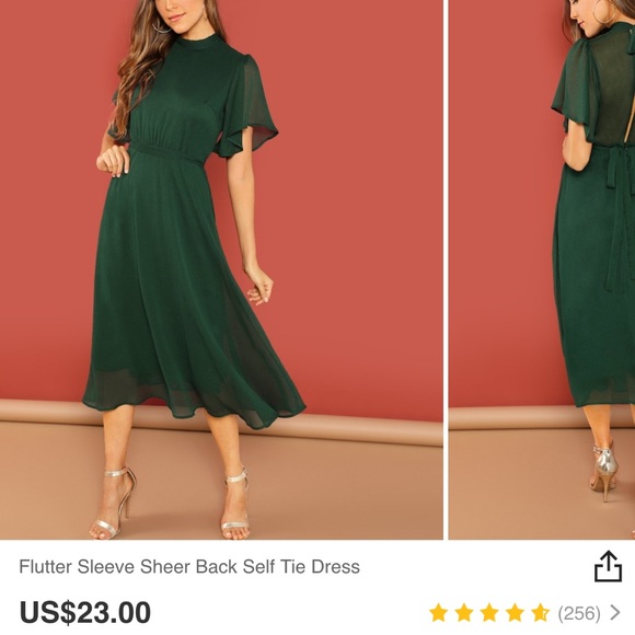 shein emerald green dress